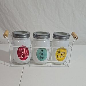 Rae Dunn Easter Mason Jar Set with Wire Holder
